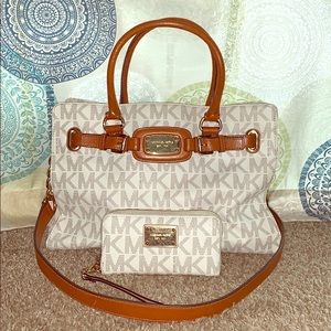 Michael Kors purse with matching wristlet.
